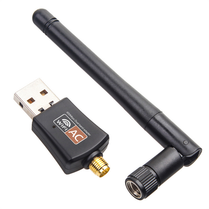 Adaptor WiFi USB dublă bandă 600Mbps AC600 2,4GHz 5GHz WiFi cu antenă PC Mini computer Receptor placă de rețea 802.11b/n/g/ac