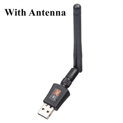 Двулентов 600Mbps USB wifi адаптер 2.4GHz 5GHz WiFi с антена PC Мини компютър Мрежова карта приемник