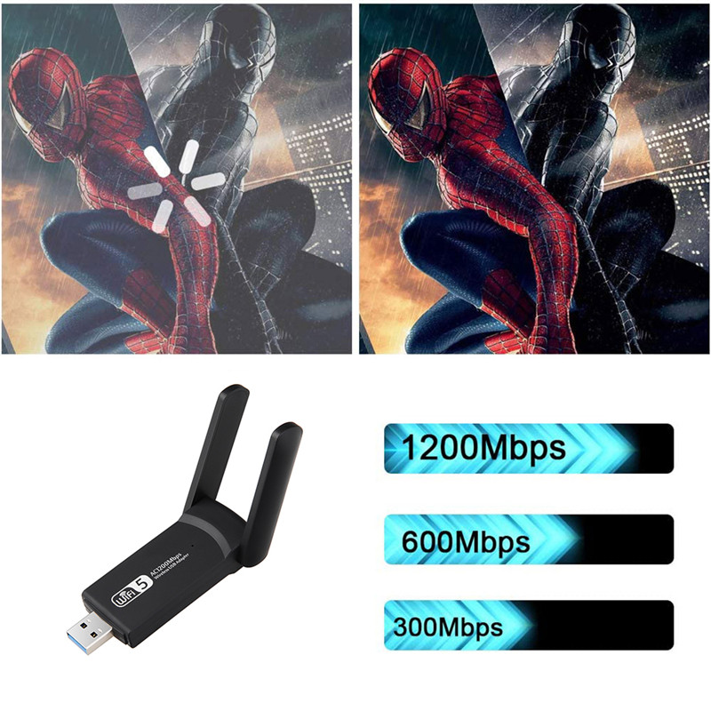 2.4G 5G 1200Mbps Placă de rețea fără fir Usb Dongle Antenă Adaptor Wifi AP Dual Band Wi-Fi Usb 3.0 Lan Ethernet 1200M