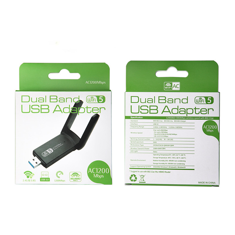 2.4G 5G 1200Mbps Placă de rețea fără fir Usb Dongle Antenă Adaptor Wifi AP Dual Band Wi-Fi Usb 3.0 Lan Ethernet 1200M
