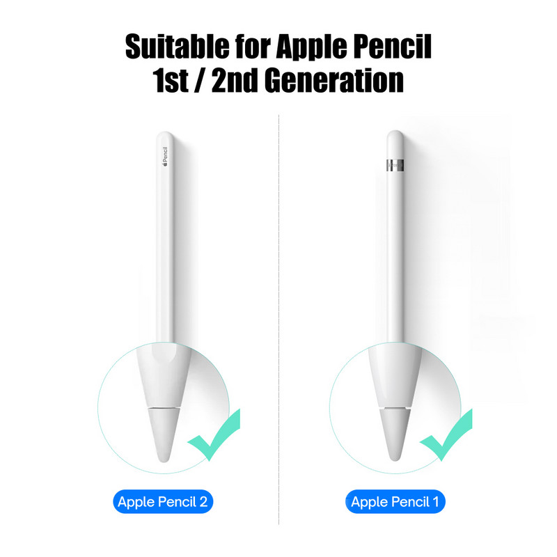 Metallist otsikute otste asendus Apple Pencil 1. 2. põlvkonna iPad Stylus Transparent 4.0 otsaga kahekihilise puuteekraani pliiatsi jaoks