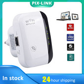 PIXLINK WiFi WiFi Repeater Signal Amplifier 802.11N/B/G Επέκταση εύρους Wi-Fi 300Mbps Network Booster Repetidor WpsEncryption