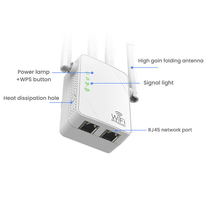 5,8 Ghz Wifi repetitor 1200 Mbps Wifi pojačalo signala Wifi Extender Mrežni Wifi pojačivač 2,4 Ghz bežični Wifi repetitor velikog dometa