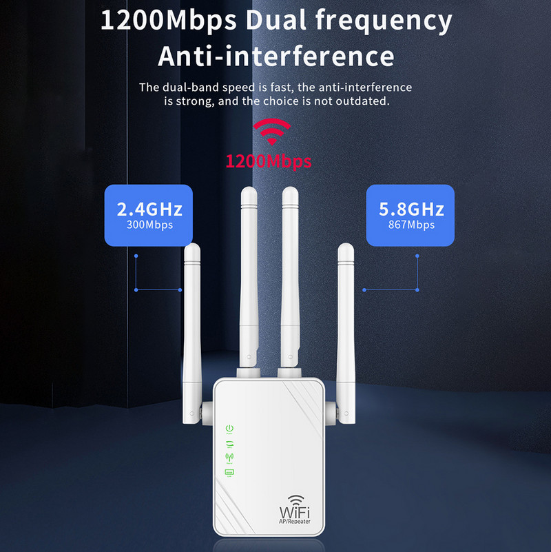 5,8 Ghz Wifi repetitor 1200 Mbps Wifi pojačalo signala Wifi Extender Mrežni Wifi pojačivač 2,4 Ghz bežični Wifi repetitor velikog dometa
