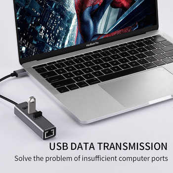 USB C HUB 1000Mbps 3 θύρες USB 3.0 Τύπος C HUB USB σε Rj45 Gigabit Ethernet Προσαρμογέας RTL8153 για φορητό υπολογιστή MacBook