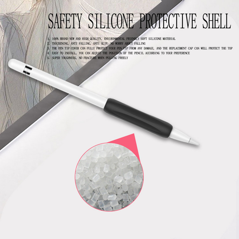 3db Puha szilikon Stylus Ergonomikus markolattartó Apple Pencil 1. 2. generációs bőrvédő hüvelyhez, tokvédő tartozék