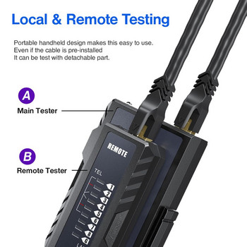 Тестер за мрежови кабели AMPCOM, инструмент за тестване на LAN телефонен кабел Мрежов инструмент Ремонт на Ethernet за RJ45/RJ11/RJ12/CAT5/CAT6/CAT7/CAT8