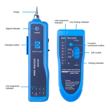 Kebidumei tester Cat5 Cat6 RJ11 RJ45 Εργαλείο παρακολούθησης καλωδίων τηλεφώνου Kit Wire Toner Ανιχνευτής καλωδίου δικτύου LAN Ethernet Line Finder