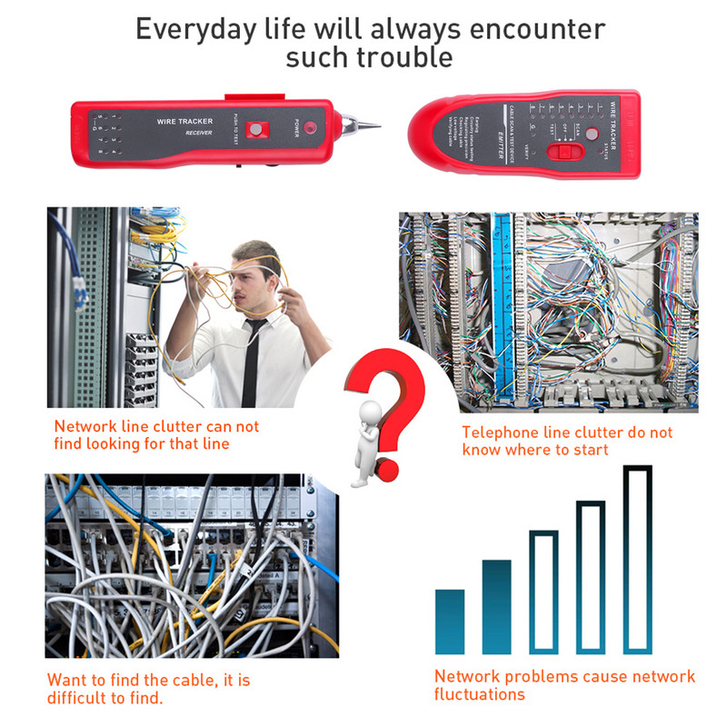 Kebidumei teszter Cat5 Cat6 RJ11 RJ45 telefonkábel nyomkövető eszközkészlet Vezetékes toner LAN Ethernet hálózati kábelérzékelő vonalkereső