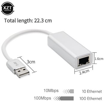 USB Ethernet адаптер Мрежова карта Безплатен драйвер USB към RJ45 Million LAN Мрежов адаптер Преобразуващ кабел 100Mbps за PC Mac