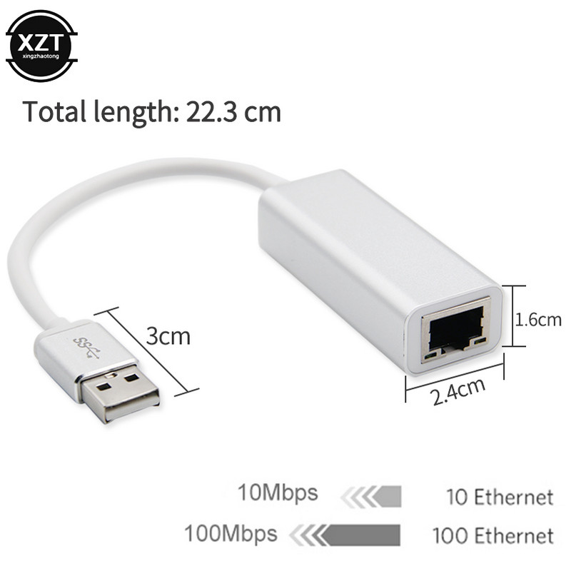 USB eterneto adapterio tinklo plokštė Nemokama tvarkyklė USB į RJ45 mln. LAN tinklo adapterio keitiklio kabelis 100Mbps, skirtas PC Mac