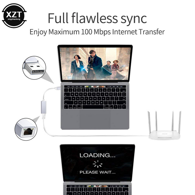 USB eterneto adapterio tinklo plokštė Nemokama tvarkyklė USB į RJ45 mln. LAN tinklo adapterio keitiklio kabelis 100Mbps, skirtas PC Mac