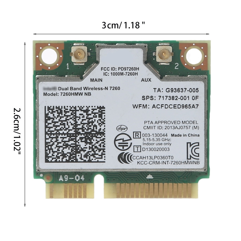 7260NB INTEL 7260HMW NB MINI PCI-E WIFI karte HP klēpjdatoram 300M divjoslu bezvadu tīkla adapteris SPS:717382-001 7260