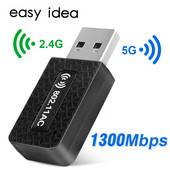 5Ghz USB Wifi adapteris 1300Mbps wi-fi adapteris wi fi sargspraudnis Wifi USB 3.0 Ethernet antenas uztvērējs tīkla kartes WiFi modulis datoram