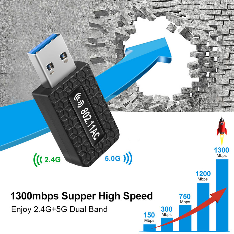 5Ghz USB Wifi adapteris 1300Mbps wi-fi adapteris wi fi sargspraudnis Wifi USB 3.0 Ethernet antenas uztvērējs tīkla kartes WiFi modulis datoram