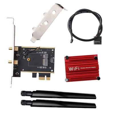 M.2 uz PCI Express bezvadu adaptera pārveidotāju NGFF M.2 WiFi Bluetooth karte ar 6DB antenu Intel AX210 AX200 9260 8265 8260