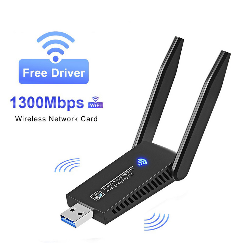 1300Mbps WiFi USB 3.0 adapter 2,4GHz és 5GHz kétsávos Wi-Fi vevő PC asztali laptophoz vezeték nélküli hálózati kártya