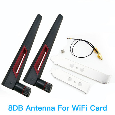 2x8Dbi Dual Band M.2 IPEX MHF4 U.fl 20cm 30cm кабел към RP-SMA Pigtail WiFi антена Комплект за Intel AX210 AX200 9260 9560 NGFF карта