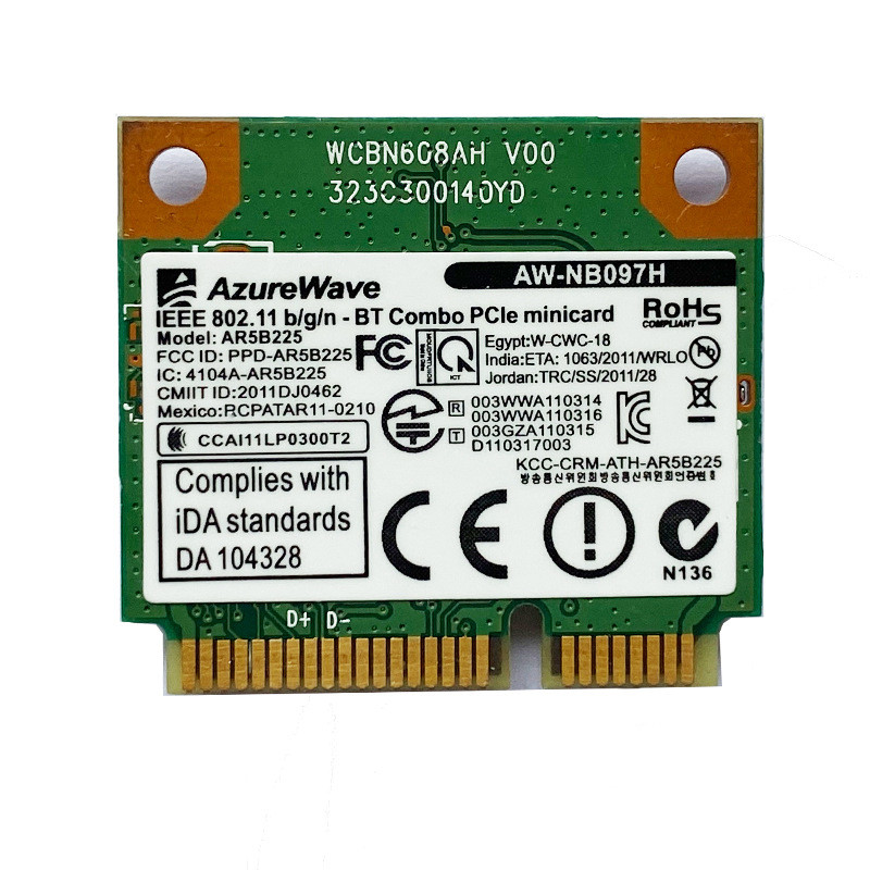 Vezeték nélküli kártya ATHEROS AR5B225 300Mbp MINI PCI-E kártyához WiFi + Bluetooth 4.0 Atheros AR5B22 2.4GHz 5GHz 802.11a/b/g/n