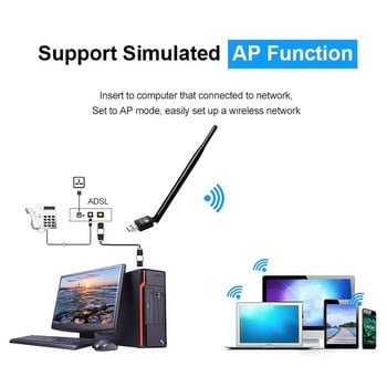 Адаптер за безжична мрежова карта 600Mbps USB WIFI Bluetooth Безжична Wi-Fi антена Двулентов безплатен драйвер за Windows OS