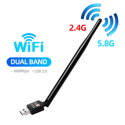 Vezeték nélküli hálózati kártyaadapter 600 Mbps USB WIFI Bluetooth vezeték nélküli Wi-Fi antenna kétsávos ingyenes illesztőprogram Windows operációs rendszerhez
