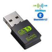 USB WiFi 5 adapteris 600 Mbps divjoslu 2,4/5 GHz bezvadu ārējais uztvērējs Mini WiFi sargspraudnis personālajam datoram/klēpjdatoram/galddatoram