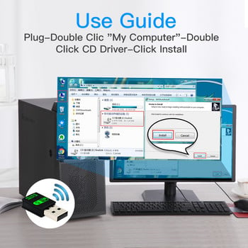 2 в 1 USB WiFi Bluetooth 5.0 адаптер 600Mbps Dual Band 2.4/5Ghz Безжична мрежа Външен приемник WiFi ключ за лаптоп