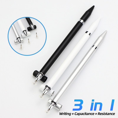 3 az 1-ben univerzális táblagépes telefon érintőképernyős toll kapacitív lemezes Stylus golyóstoll rajz ceruza Xiaomi Huawei Samsung készülékhez