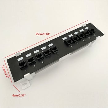 CAT6 10-портов екраниран пач панел RJ45 10G готов метален корпус, цветно кодирано етикетиране за окабеляване на T568A и T568B