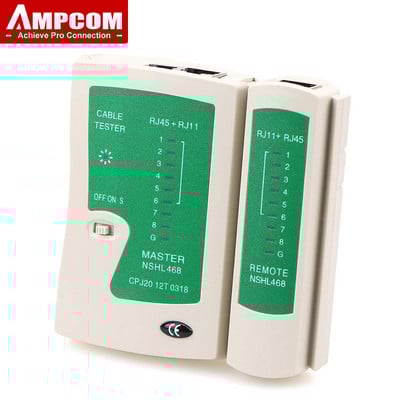 Tester de cablu de rețea AMPCOM Tester de cablu Ethernet RJ45 Instrument de testare Lan pentru cablu Cat5 Cat6 CAT7 8P 6P LAN și cablu telefonic RJ11