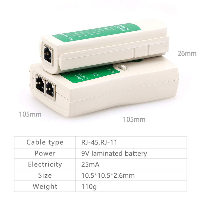 Tester de cablu de rețea AMPCOM Tester de cablu Ethernet RJ45 Instrument de testare Lan pentru cablu Cat5 Cat6 CAT7 8P 6P LAN și cablu telefonic RJ11