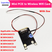 MINI PCI-E vezeték nélküli wifi kártya vezeték nélküli vonali kártyával BCM94360CD BCM94331CSAX mini pci-e adapterkártyához Pro/Airhez