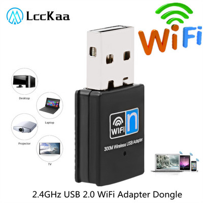 LccKaa Мини безжичен USB Wifi адаптер 802.11N 150/300Mbps USB 2.0 приемник Dongle Мрежова карта за настолен лаптоп Windows MAC