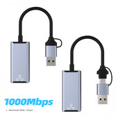 Čipovi Realtek 8252B USB tipa C na RJ45 žičanu mrežnu karticu Super brzi USB 3.0 na Ethernet 1000Mbps adapter za Macbook prijenosno računalo