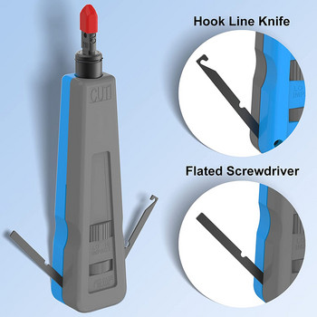 Инструмент Hoolnx Impact 110 Punch Down с кабелна кука, увеличено място за съхранение на ножове за ножове 110/66, инструменти за поставяне на клеми RJ45