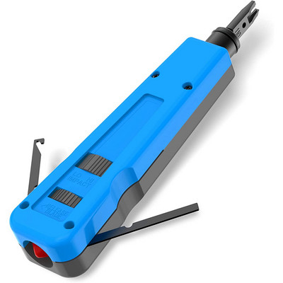 Hoolnx Impact 110 lenyomó szerszám kábelhoroggal, megnövelt pengetároló 110/66 pengékhez, RJ45 sorkapocs behelyező szerszámok