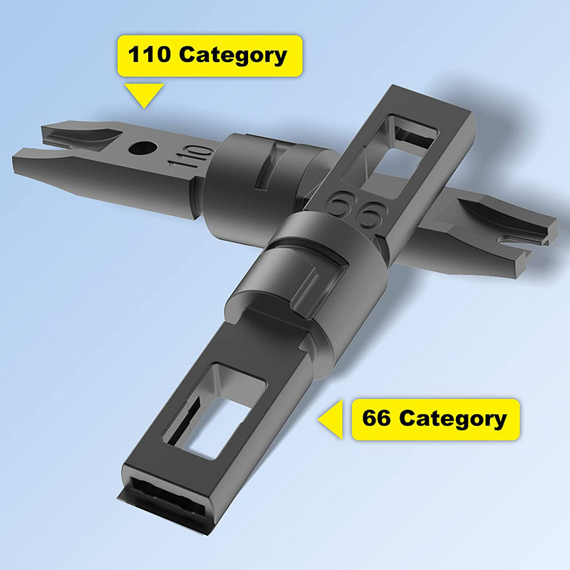 Hoolnx Impact 110 lenyomó szerszám kábelhoroggal, megnövelt pengetároló 110/66 pengékhez, RJ45 sorkapocs behelyező szerszámok