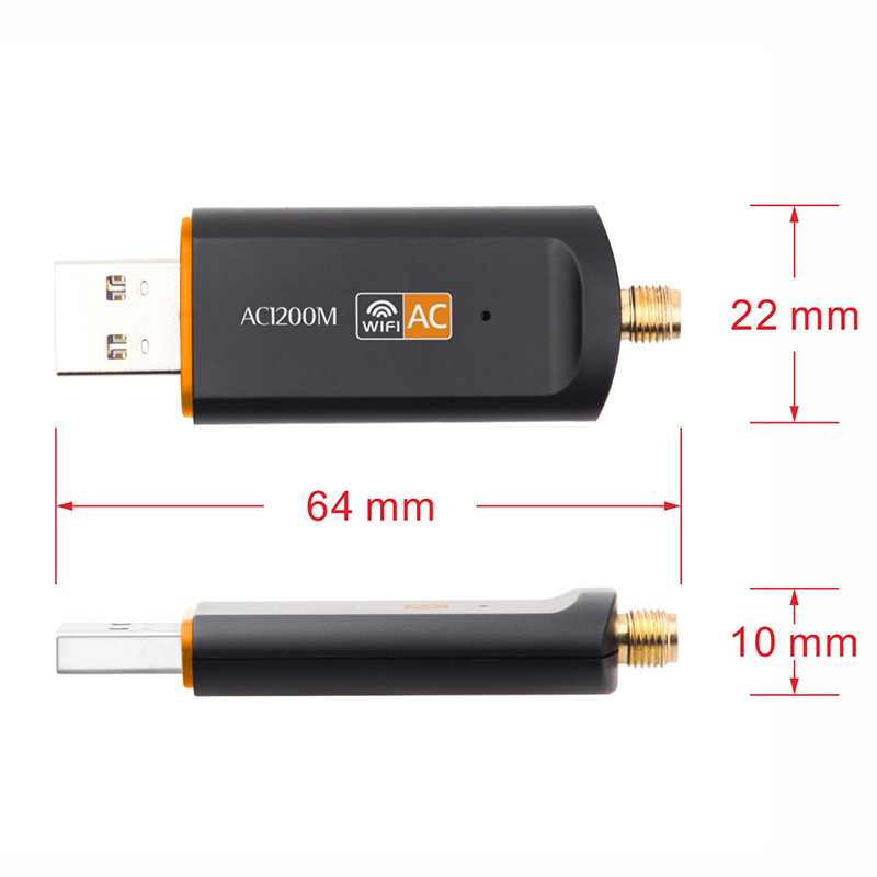 KEBIDU Adaptor USB WiFi wireless 1200Mbps 2.4/5Ghz Bandă duală cu antenă 802.11AC Placă de rețea Receptor USB3.0 de mare viteză pentru laptop