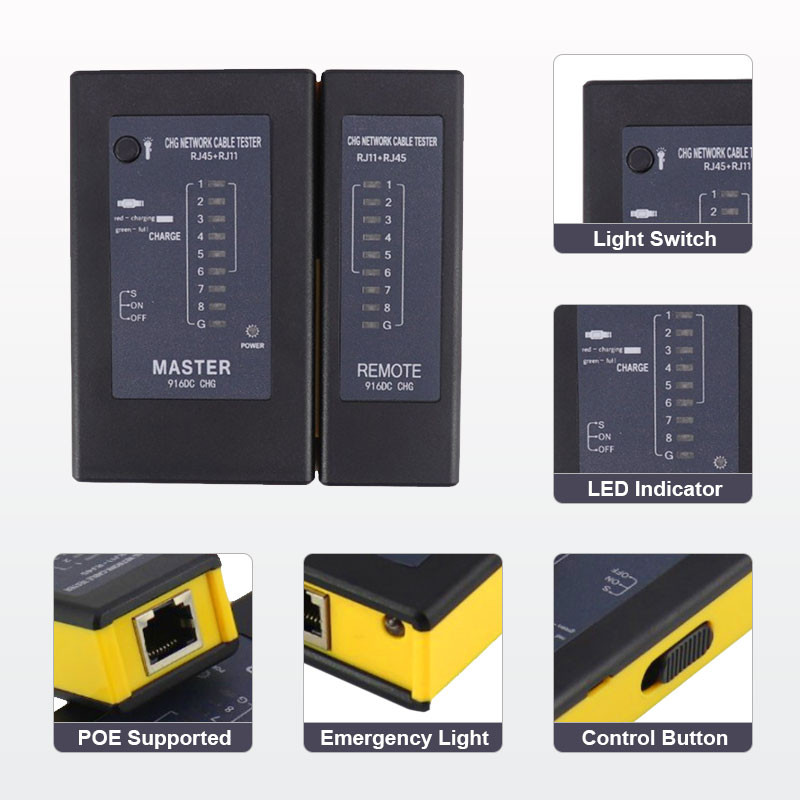 Hoolnx tīkla kabeļa testeris RJ45 testēšanas rīks RJ45 LAN Ethernet kabelim Cat6 Cat6a Cat5 Cat5e Cat7 un tālruņa kabelim RJ11 RJ12