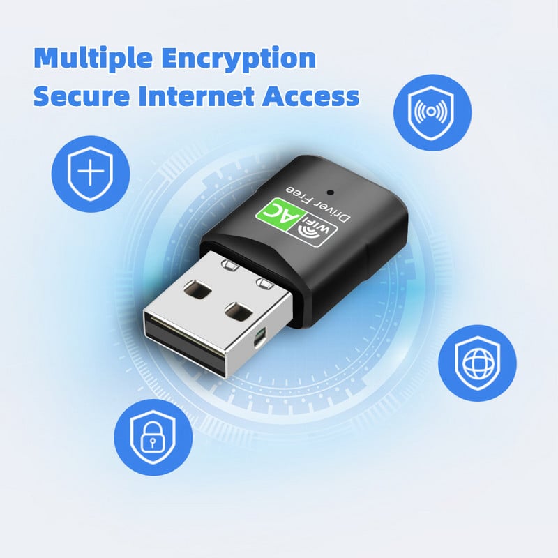 600Mbps κάρτα δικτύου USB Προσαρμογέας Wi-Fi χωρίς πρόγραμμα οδήγησης για σύνδεση και αναπαραγωγή Dual Band 5G/2,4GHz