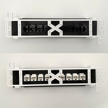 B0KA 8 порта 6 Straight Through Patch Panel RJ45 мрежов кабел Адаптер жак Ethernet разпределителна рамка Мрежов рафт