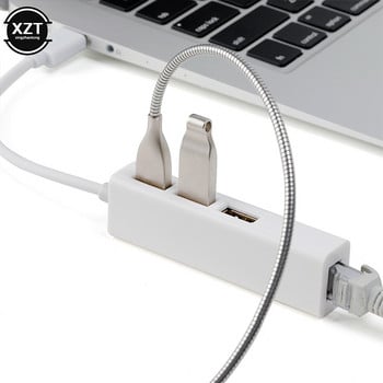 USB Ethernet σε κάρτα δικτύου RJ45 Προσαρμογέας δικτύου 10/100 Mbps με 3 θύρες USB 2.0 HUB για Mac iOS Xiaomi Mi Box Laptop PC