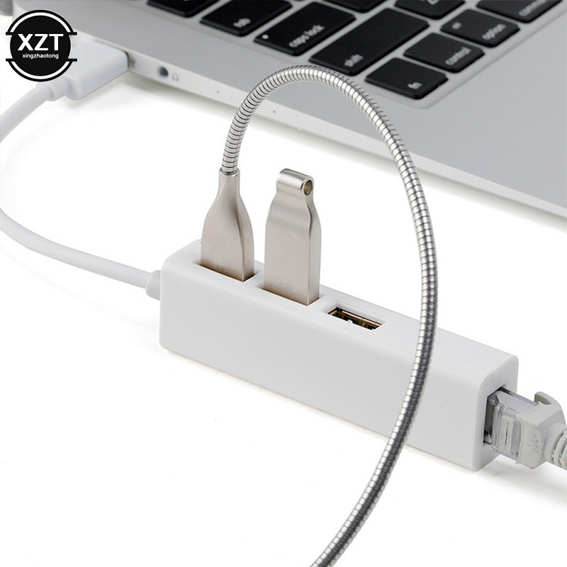 USB Ethernet-RJ45 hálózati kártya 10/100 Mbps LAN-adapter 3 portos USB 2.0 HUB-bal Mac iOS Xiaomi Mi Box laptop PC-hez
