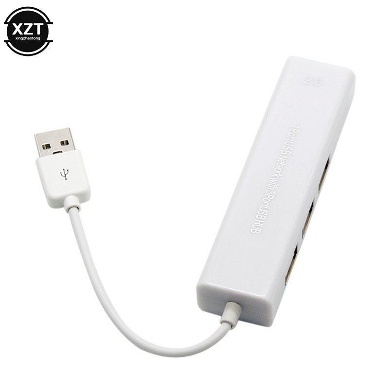 USB Ethernet-RJ45 hálózati kártya 10/100 Mbps LAN-adapter 3 portos USB 2.0 HUB-bal Mac iOS Xiaomi Mi Box laptop PC-hez