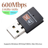 Kebidu USB Wifi Adapter 600Mbps vezeték nélküli hálózati kártya Ethernet Antena Wifi vevő USB LAN AC Dual Band 2.4G 5GHz PC Dongle