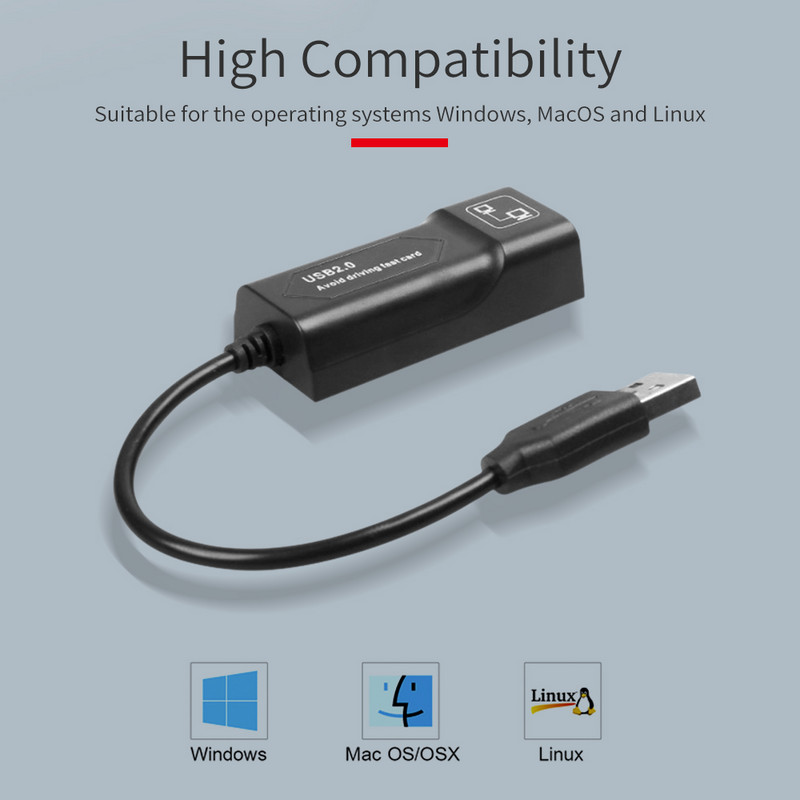 USB to RJ45 10/100 Mbps USB Ethernet adapter Hálózati kártya LAN USB hálózati adapter Lan RJ45 kártya PC laptophoz Win7 Andriod Mac
