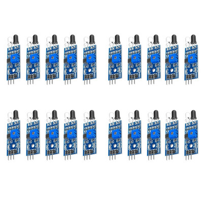 20 vnt IR infraraudonųjų spindulių kliūčių išvengimo jutiklio modulis, skirtas Arduino išmaniajam automobilio robotui