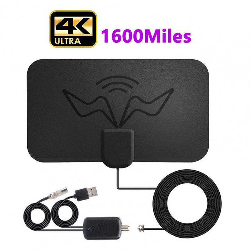 Plaši saderīga, noderīga 1600 jūdžu 4K DVB digitālā TV antena Plug Play digitālās televīzijas antena liela diapazona spēļu istabai