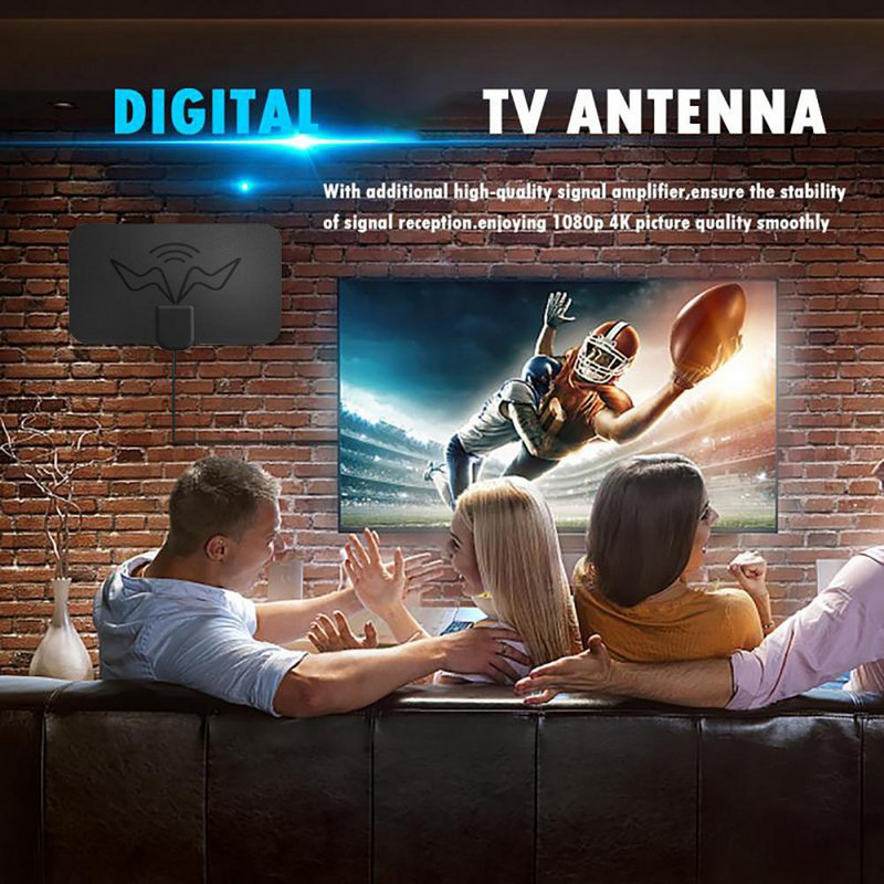 Plaši saderīga, noderīga 1600 jūdžu 4K DVB digitālā TV antena Plug Play digitālās televīzijas antena liela diapazona spēļu istabai