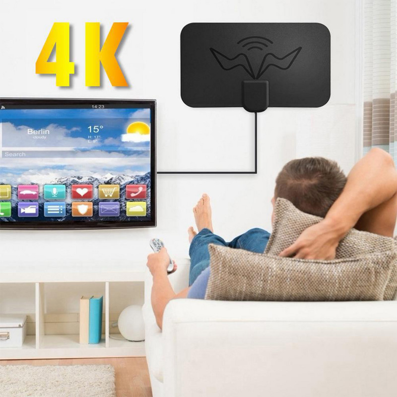 Plaši saderīga, noderīga 1600 jūdžu 4K DVB digitālā TV antena Plug Play digitālās televīzijas antena liela diapazona spēļu istabai